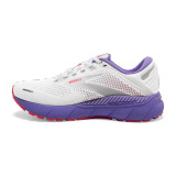 inside view of Brooks women's Adrenaline GTS 22 white/coral/purple