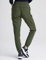 Back view of Grey's Anatomy Evolve Women's Terra Cargo Jogger #GSSP625 in fern