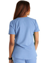 Back view of the Cherokee Atmos women's v-neck top CK356A in ciel
