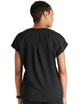 Back view of Cherokee Atmos v-neck top CK836A in black