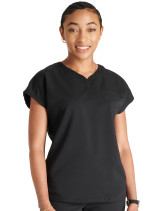 Front view of Cherokee Atmos v-neck top CK836A in black