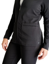 Left pocket view of the Cherokee Atmos zip front jacket CK356A in black