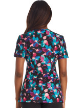 Back view of women's Cherokee Print top in Brushing Blooms  pattern.