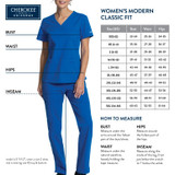 Size chart for Cherokee women's print tops