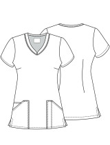 Drawing view of women's Cherokee Print top in Retro Romance pattern.