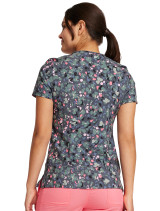 Back view of women's Cherokee Print top in What The Speck? pattern.