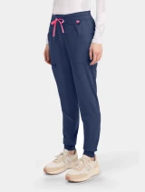 Side view of Med Couture Amp Women's Jogger Pant #MC102 in Navy