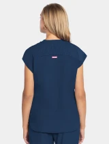 Back view of Med Couture Amp Women's Tuckable Dolman Top #MC703 in Navy