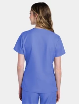 Back view of Cherokee Workwear Originals Ultra Women's 2 Pocket V-Neck Scrub Top CK953A in Ciel