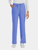 Front view of Cherokee Workwear Originals Ultra Women's Drawstring Straight Leg Cargo Scrub Pant CK272A in Ciel