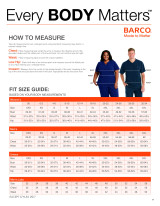Fit Guide for Barco scrubs, Grey's Anatomy scrubs, and Skechers scrubs.
