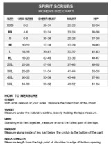Spirit Scrubs size chart
