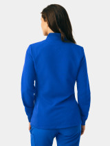 Back view of the Spirit Scrubs women's zip-front scrub jacket UOJ709 in royal.
