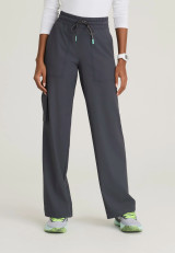 Front view of the Skechers Ripstop women's wide-leg scrub pant SKP707 in pewter