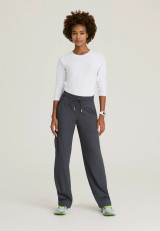 Full model view of the Skechers Ripstop women's wide-leg scrub pant SKP707 in pewter