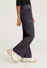 Side view of the Skechers Ripstop women's flare leg scrub pant SKP712 in pewter.