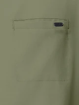 Chest pocket detail of Healing Hands Quest Men's 1-Pocket Tuck-In V-Neck Scrub Top HH758 in Olive