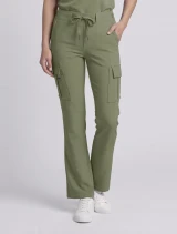 Front view of Healing Hands Quest Women's 6-Pocket Flare Leg Scrub Pant HH150 in Olive