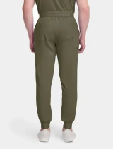 Back view of Healing Hands Quest Men's 5-Pocket Jogger Scrub Pant HH157 in Olive