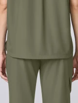 Shirttail hem detail of Healing Hands Quest Women's Built-In-Bra Dolman Scrub Top HH00029 in Olive