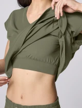 Built-in bra close-up of Healing Hands Quest Women's Built-In-Bra Dolman Scrub Top HH00029 in Olive