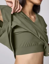 Built-in bra side detail of Healing Hands Quest Women's Built-In-Bra Dolman Scrub Top HH00029 in Olive