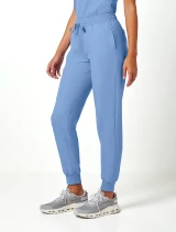 Left side view of Cherokee Workwear Originals Ultra Women's Drawstring Jogger Scrub Pant CK00034A in Ciel