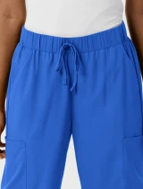 Drawstring waistband close-up of WINK Boundless Women's Classic Wide Leg Cargo Scrub Pant 5451 in Royal