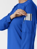 Sleeve pocket detail of WINK Boundless Women's Crew Neck Classic Long Sleeve Scrub Tee 6551 in Royal