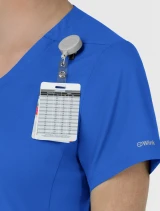 Badge loop detail of WINK Boundless Women's Slip-In Pockets V-Neck Scrub Top 6751 in Royal