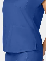 Side vent detail of Med Couture Insight Women's Dolman Sleeve Scrub Top MC00008 in Royal