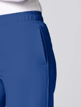 Side pocket detail of Med Couture Insight Women's Wide Leg Pintuck Scrub Pant MC00009 in Royal