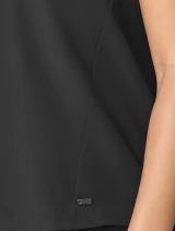 Hem logo plate detail of Healing Hands Quest Women's Crew Neck Scrub Top HH00043 in Black