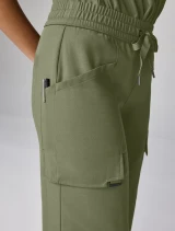 Side cargo pocket detail of Healing Hands Quest Women's Wide Leg Drawstring Scrub Pant HH158 in Olive