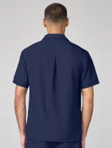 Back view of Cherokee Workwear Originals Ultra Men's Full Zip Scrub Jacket CK00027 in Navy