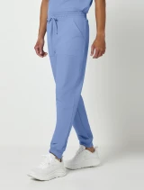 Left side view of Cherokee Workwear Originals Ultra Men's Drawstring Jogger Scrub Pant CK00035A in Ciel