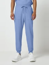Front view of Cherokee Workwear Originals Ultra Men's Drawstring Jogger Scrub Pant CK00035A in Ciel