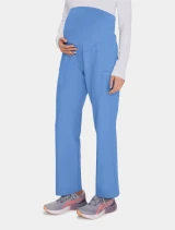 Left side view of Cherokee Workwear Originals Ultra Women's Maternity Straight Leg Cargo Scrub Pant CK118A in Ciel