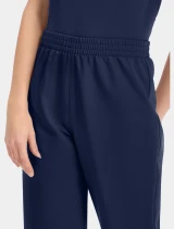 Waistband close-up of Cherokee Workwear Originals Ultra Unisex No Pocket Straight Leg Scrub Pant CK269A in Navy