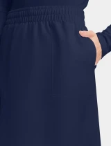 Side pocket detail of Cherokee Workwear Originals Ultra Women's Full Length Scrub Skirt CK564A in Navy