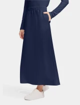 Left side view of Cherokee Workwear Originals Ultra Women's Full Length Scrub Skirt CK564A in Navy