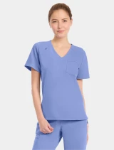 Front view of Cherokee Workwear Originals Ultra Women's Tuckable V-Neck Scrub Top CK954A in Ciel