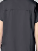 Back yoke detail of Cherokee Workwear Revolution Women's Mandarin Collar Dolman Scrub Top CK00038 in Pewter
