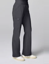 Right side view of Cherokee Workwear Revolution Women's Mid Rise Flare Cargo Scrub Pant CK00039 in Pewter
