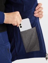 Interior phone pocket detail of Healing Hands Purple Label Women's Devon Jacquard Zip-Up Scrub Jacket HH301 in Navy
