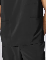 Front pocket detail of Healing Hands HH Works Men's 3 Pkt Scrub Top HH00051 in Black
