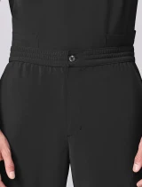 Waistband close-up of Healing Hands HH Works Men's Mid Rise Zip Fly Straight Leg Pa Scrub Pant HH00052 in Black