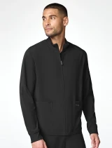Side view of Healing Hands HH Works Men's Mock Neck Scrub Jacket HH00053 in Black