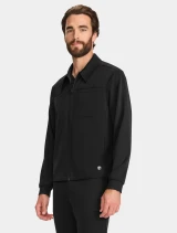 Side view of Healing Hands HH Works Men's Zip Front Scrub Jacket HH322 in Black