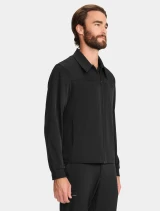 Side view of Healing Hands HH Works Men's Zip Front Scrub Jacket HH322 in Black